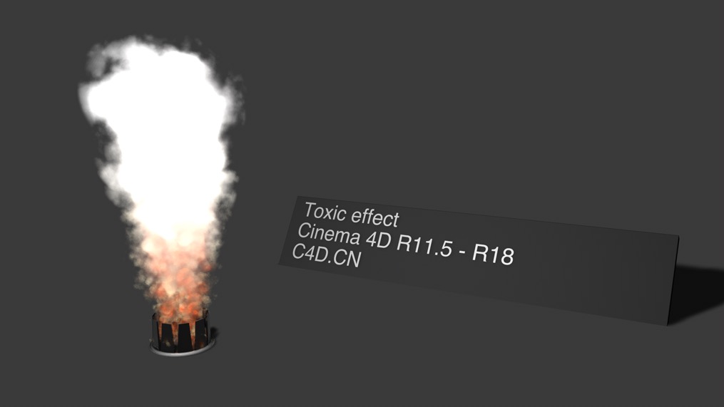 C4D粒子发射器制作的烟火喷射动画工程文件 Matière pyrocluster - Toxic effect
