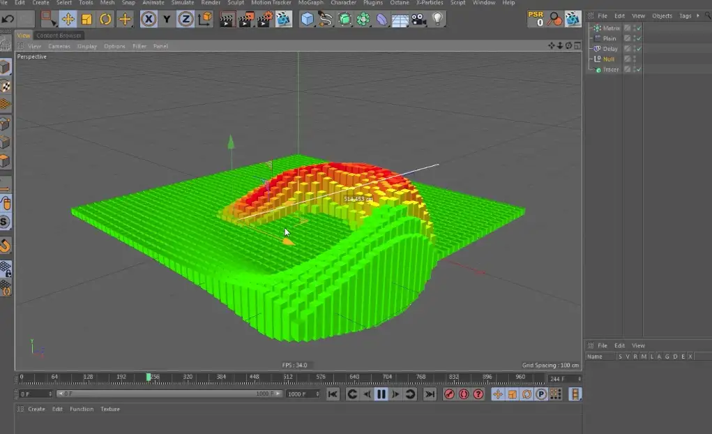 C4D实用小教程：克隆动画 Falloff Delay