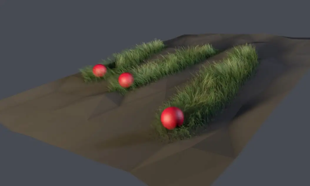 C4D快速小教程：圆球滚过绿草生长的动画 Procedural Growth