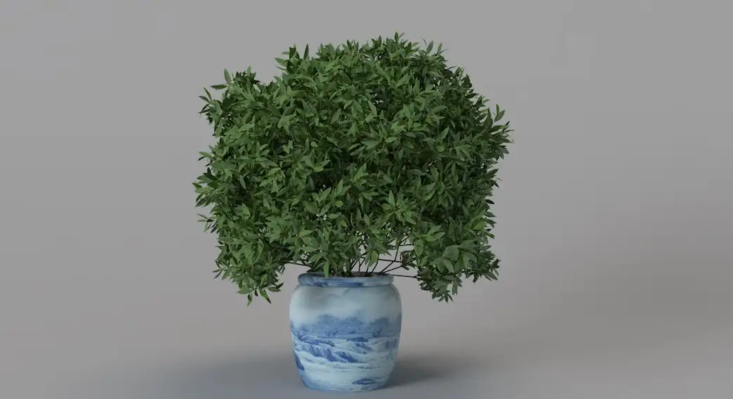 大厅大盆景观植物C4D模型 Landscape plants