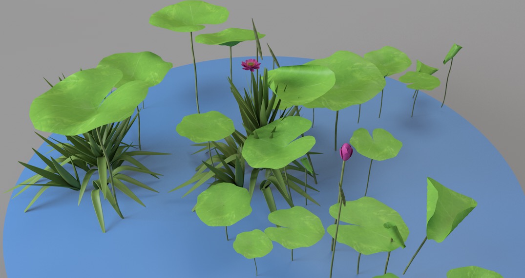 荷花景观C4D模型 Lotus 3d model