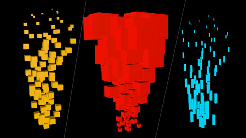 3个TP粒子喷发动画工程 Thinking Particles - P Taille et P Echelle