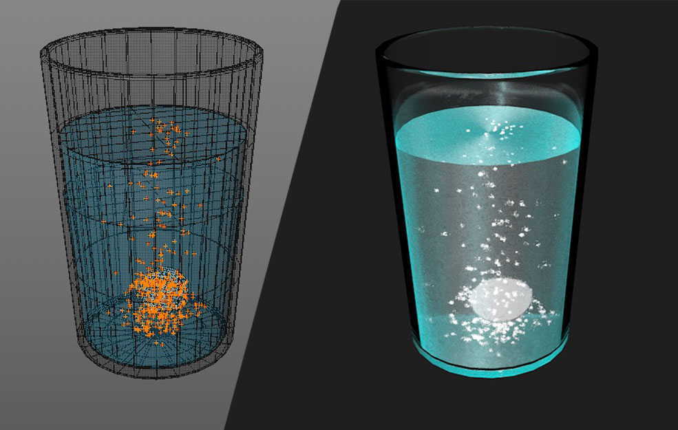 C4D TP粒子模拟水杯水泡动画工程文件 aspirine