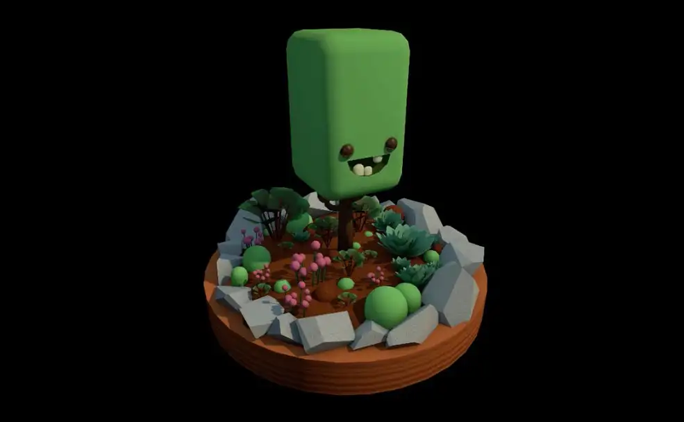 C4D创建一个卡通小花园 Modeling and Lighting a Garden Scene