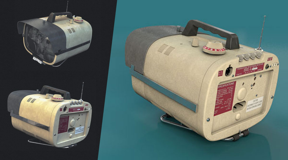 老式索尼便携式电视 Sony监控设备C4D模型 Vintage Sony Portable Television