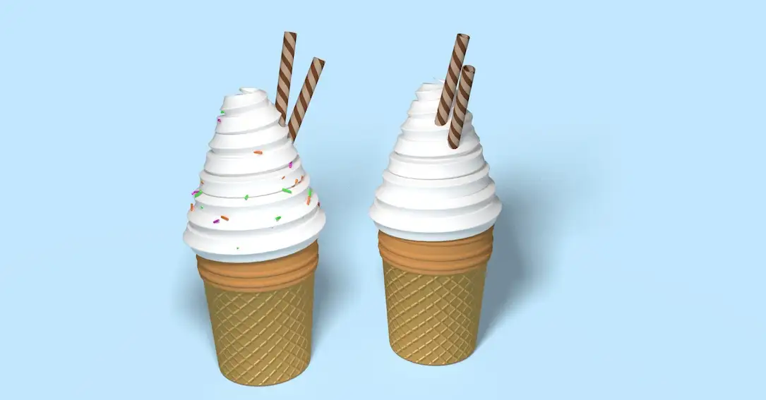 奶油冰淇淋甜筒C4D模型 Ice cream 3d model