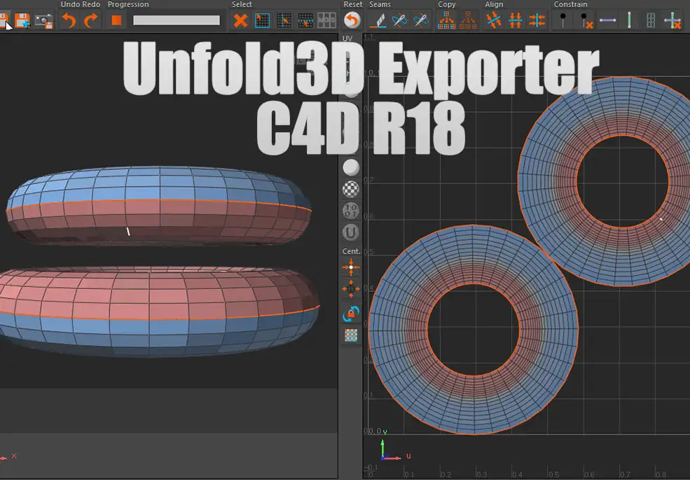 UV编辑神器C4D交互插件下载：Unfold3D Exporter for C4D