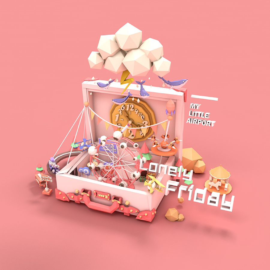 香港二人乐队“My little airport”唱片包装设计 - C4D之家 - 夏