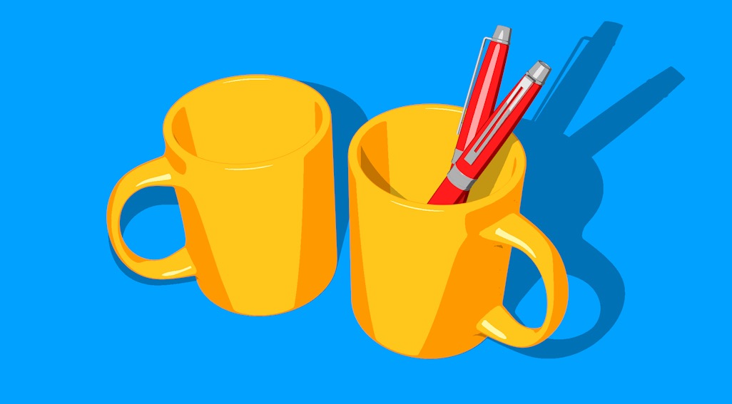 C4D二维卡通素描笔筒工程文件 Pen container