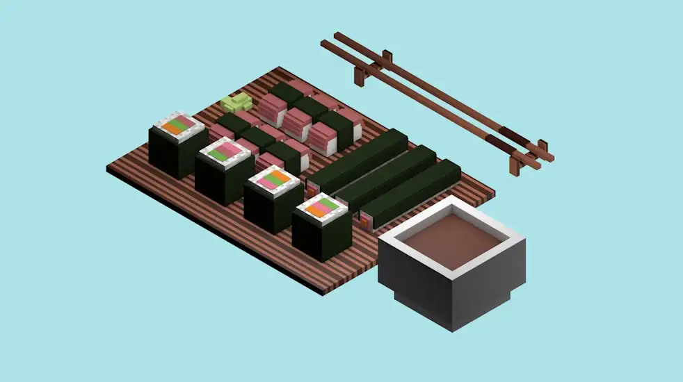 C4D寿司像素模型工程 Speed Art Voxel Sushi Cinema 4d
