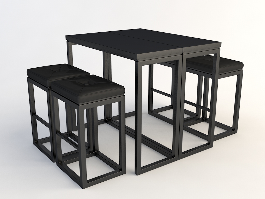黑色方桌 四人桌 餐桌 茶桌C4D模型 Tables and chairs -024 3d model - C4D之家 - chairs.jpg