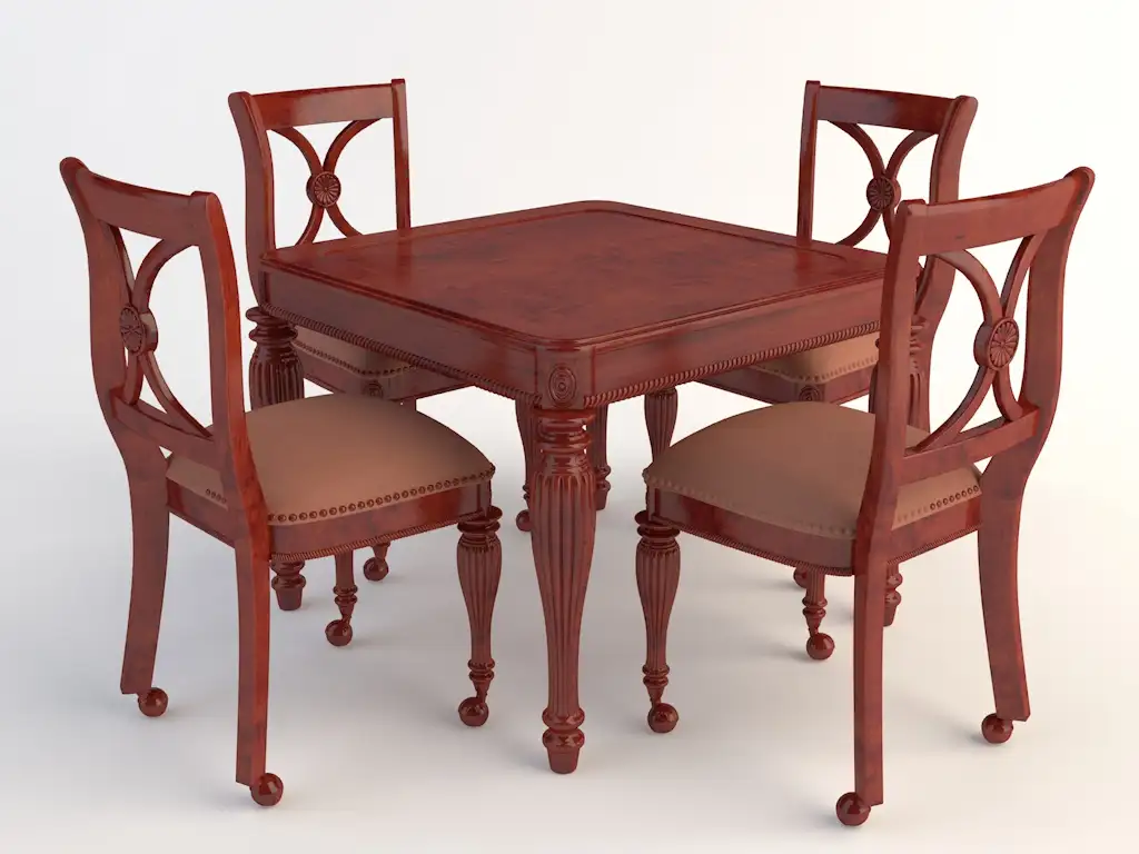 欧式桌椅 红木餐桌 方桌 四人桌C4D模型 Tables and chairs -028 3d model - C4D之家 - chairs-2.jpg