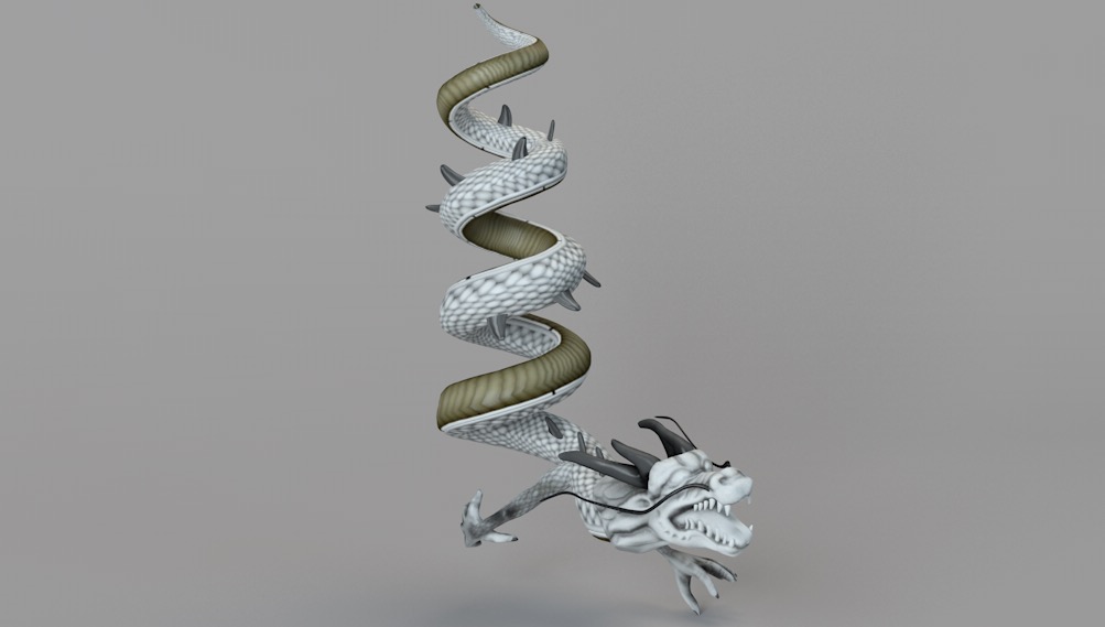 小白龙 盘龙C4D模型 Little White Dragon