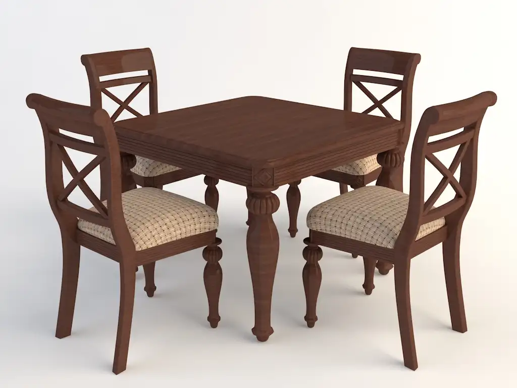 欧式桌椅 红木餐桌 方桌 四人桌C4D模型 Tables and chairs -029 3d model - C4D之家 - chairs-2.jpg