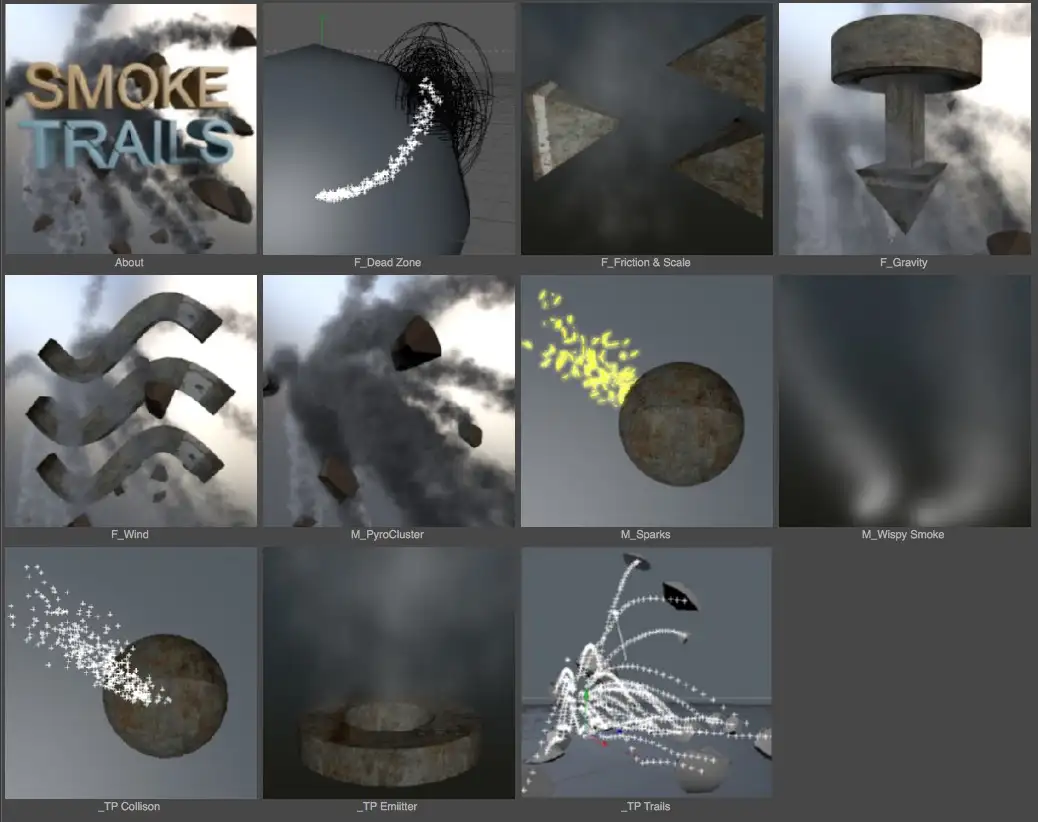 11个C4D烟火 烟雾 爆炸预设 smoke trails