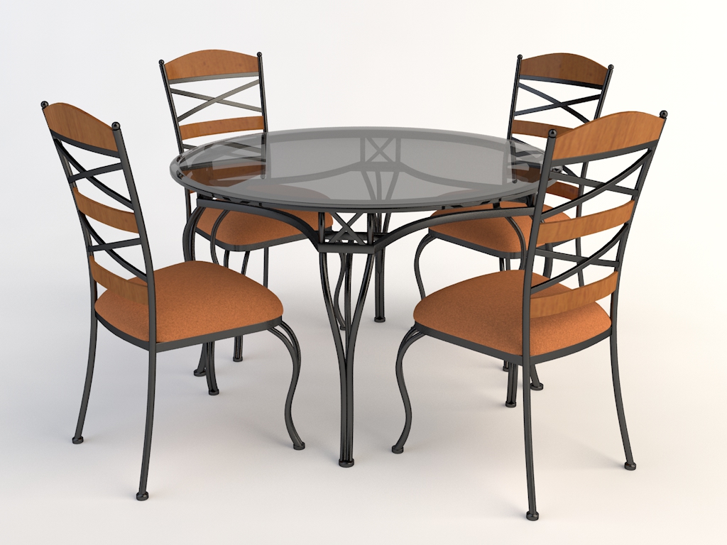 欧式铁艺桌椅 四人桌 圆桌 餐桌 玻璃桌椅C4D模型 Tables and chairs -037 3d model - C4D之家 - chairs-2.jpg