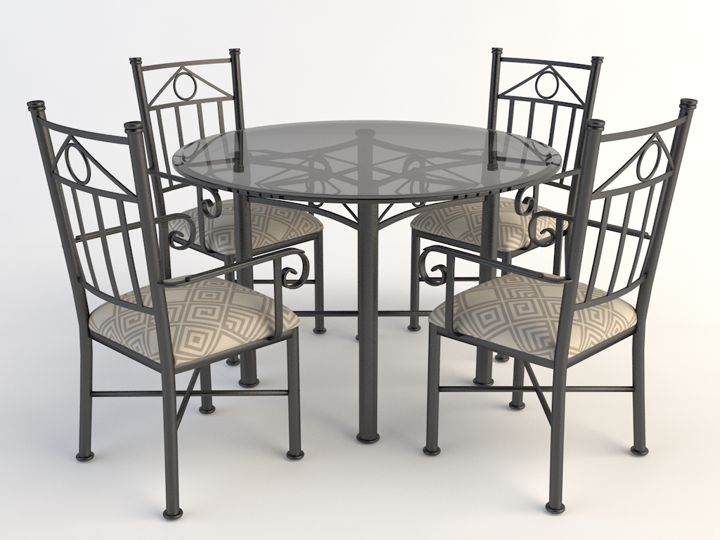 欧式铁艺桌椅 四人桌 圆桌 餐桌 玻璃桌椅C4D模型 Tables and chairs -039 3d model - C4D之家 - chairs-2.jpg