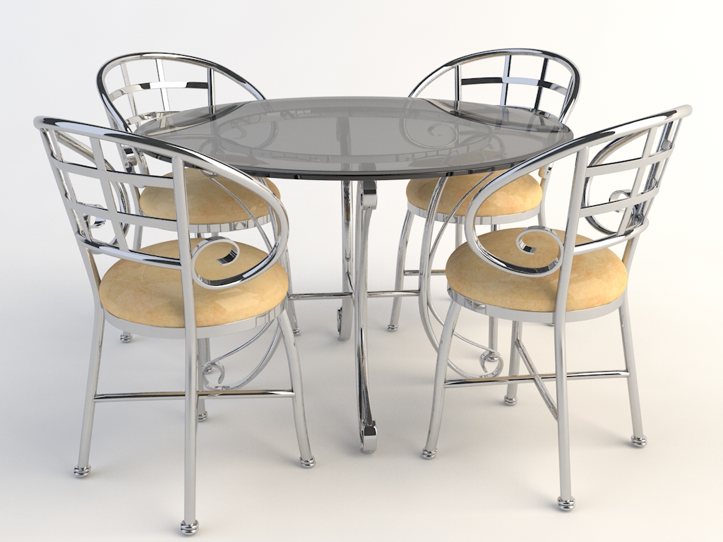 欧式铁艺桌椅 四人桌 圆桌 餐桌 玻璃桌椅C4D模型 Tables and chairs -041 3d model - C4D之家 - chairs-2.jpg