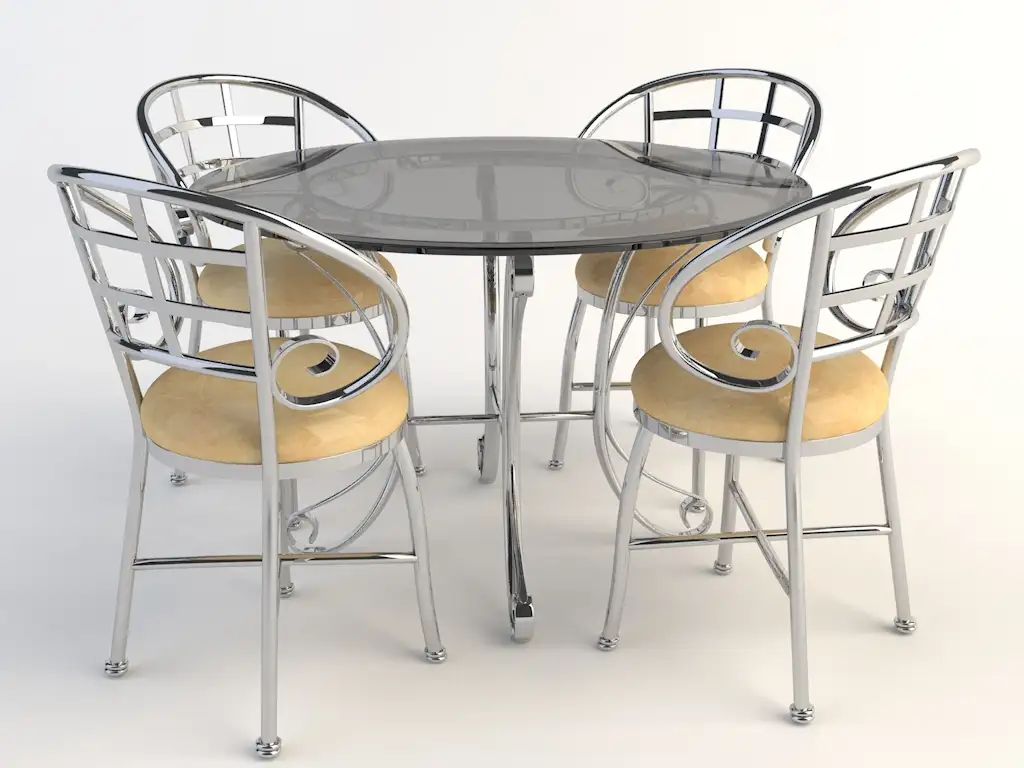 欧式铁艺桌椅 四人桌 圆桌 餐桌 玻璃桌椅C4D模型 Tables and chairs -041 3d model - C4D之家 - chairs-2.jpg