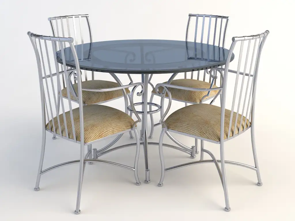 欧式铁艺桌椅 四人桌 圆桌 餐桌 玻璃桌椅C4D模型 Tables and chairs -043 3d model - C4D之家 - chairs-2.jpg