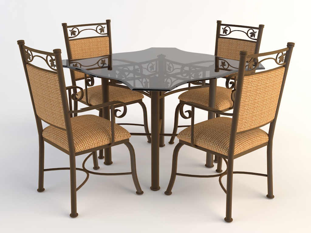 欧式铁艺桌椅 四人桌 时尚餐桌 玻璃桌椅C4D模型 Tables and chairs -044 3d model - C4D之家 - chairs-2.jpg