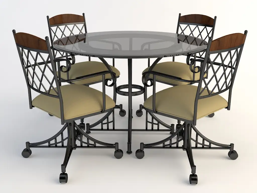 欧式铁艺桌椅 四人桌 时尚餐桌 玻璃桌椅C4D模型 Tables and chairs -045 3d model - C4D之家 - chairs-2.jpg