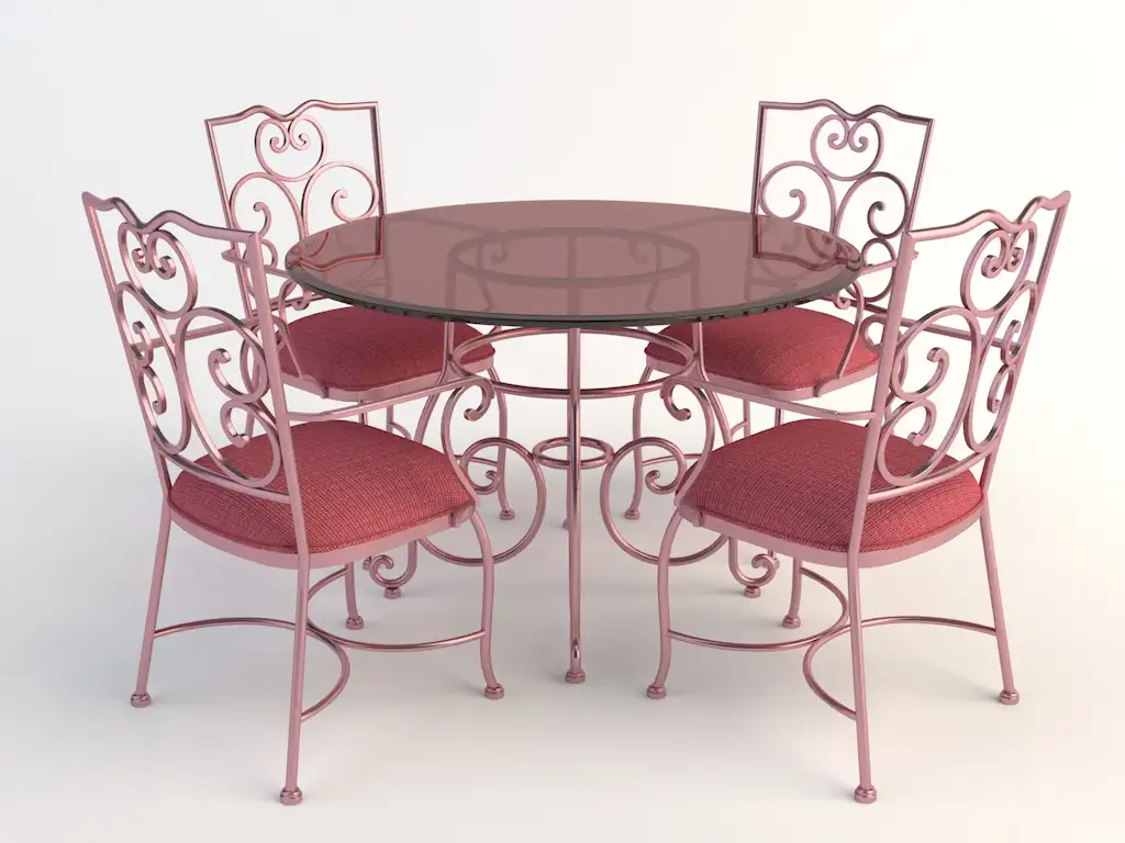 欧式铁艺桌椅 四人桌 圆桌 餐桌 玻璃桌椅C4D模型 Tables and chairs -049 3d model - C4D之家 - chairs-2.jpg