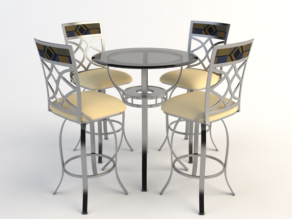 欧式铁艺桌椅 四人桌 圆桌 餐桌 玻璃桌椅C4D模型 Tables and chairs -045 3d model - C4D之家 - chairs-2.jpg