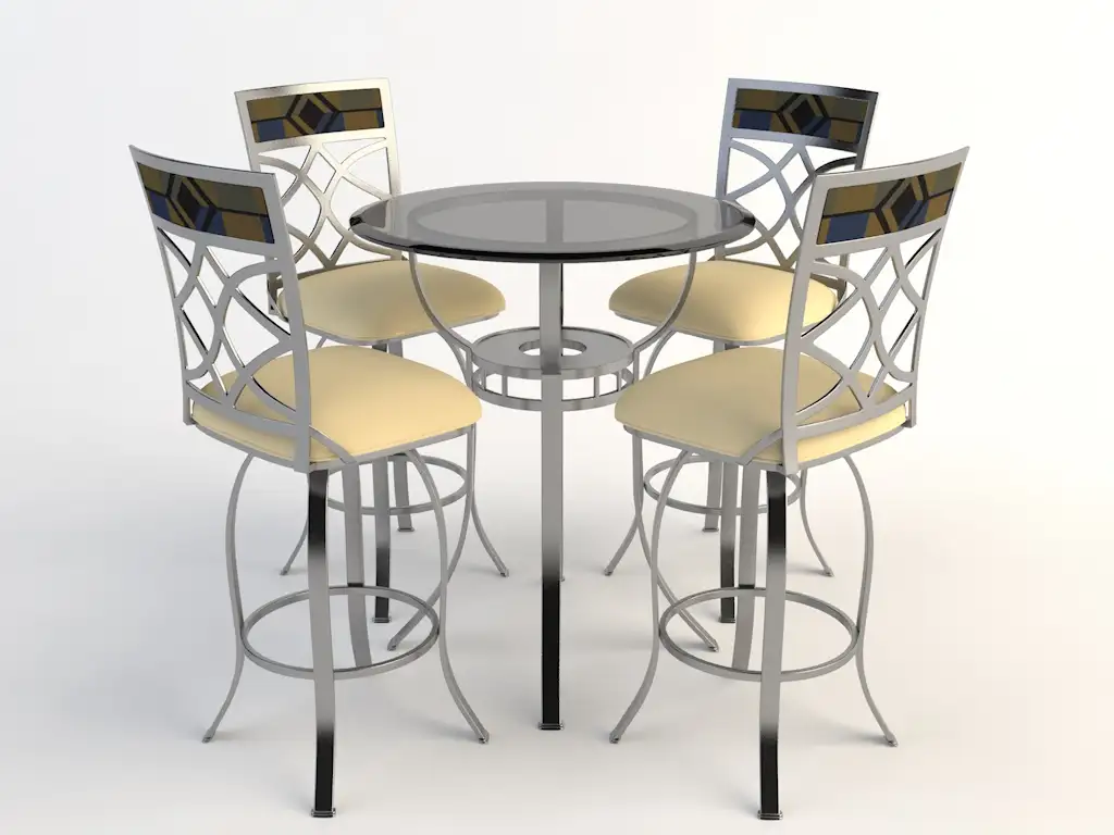 欧式铁艺桌椅 四人桌 圆桌 餐桌 玻璃桌椅C4D模型 Tables and chairs -045 3d model - C4D之家 - chairs-2.jpg