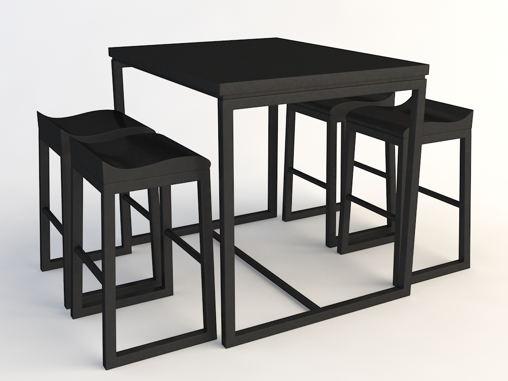 黑色四人长桌 餐桌 休闲桌椅C4D模型 Tables and chairs -054 3d model - C4D之家 - chairs-2.jpg