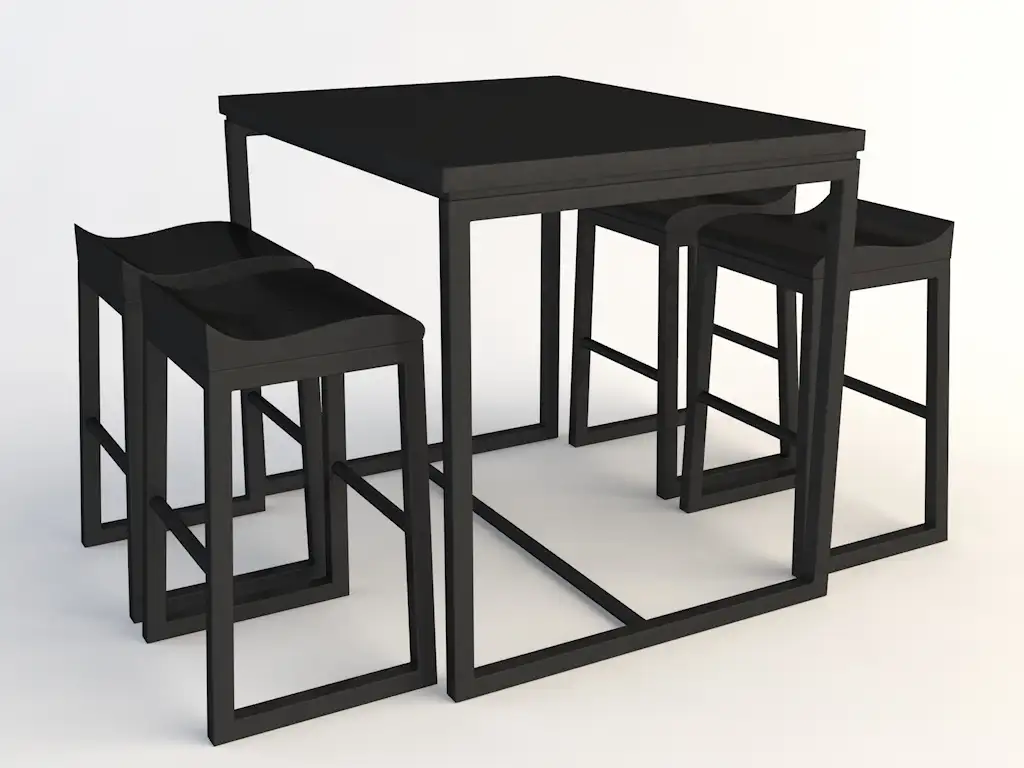 黑色四人长桌 餐桌 休闲桌椅C4D模型 Tables and chairs -054 3d model - C4D之家 - chairs-2.jpg