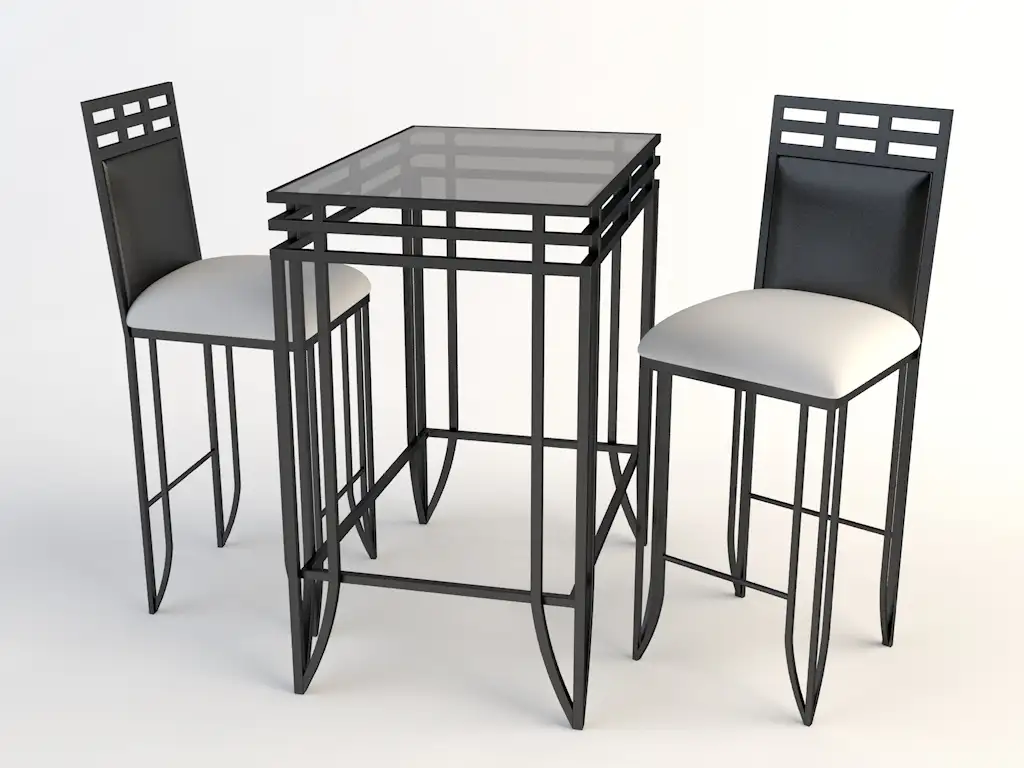 欧式铁艺桌椅 两人桌 茶桌 玻璃桌椅C4D模型 Tables and chairs -057 3d model