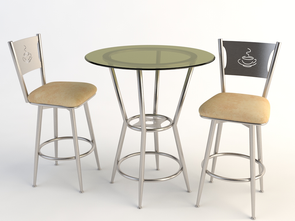 欧式铁艺桌椅 圆桌 茶桌 玻璃桌椅C4D模型 Tables and chairs -058 3d model