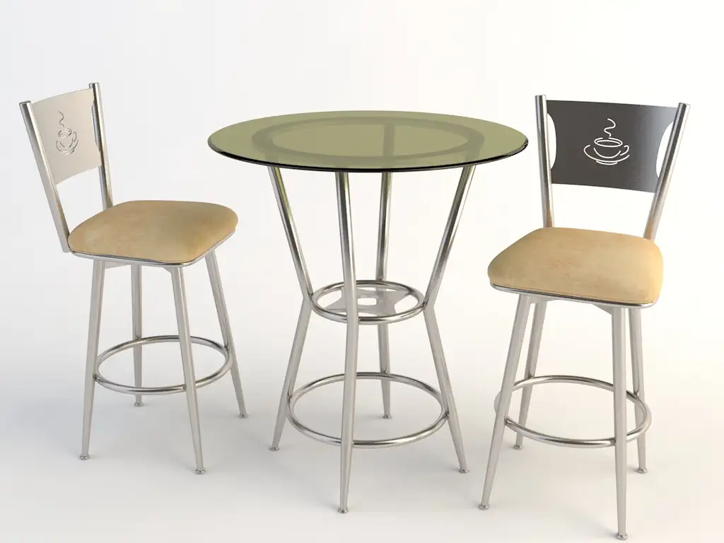 欧式铁艺桌椅 圆桌 茶桌 玻璃桌椅C4D模型 Tables and chairs -058 3d model