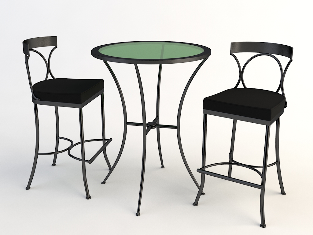欧式铁艺桌椅 茶桌 圆桌 餐桌 玻璃桌椅C4D模型 Tables and chairs -060 3d model