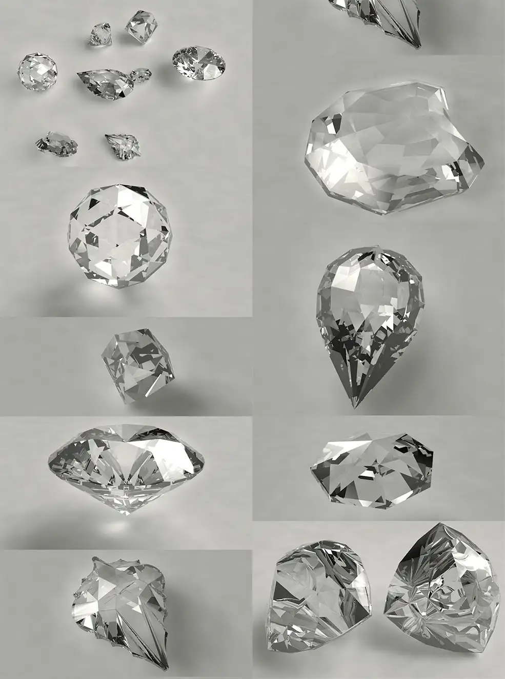 8款水晶钻石C4D/3D模型 Diamond 3d Model Set