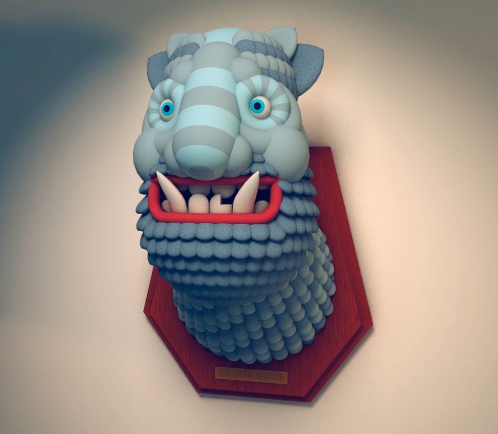 C4D制作抽像虎头 Modeling a Wacky Animal Head