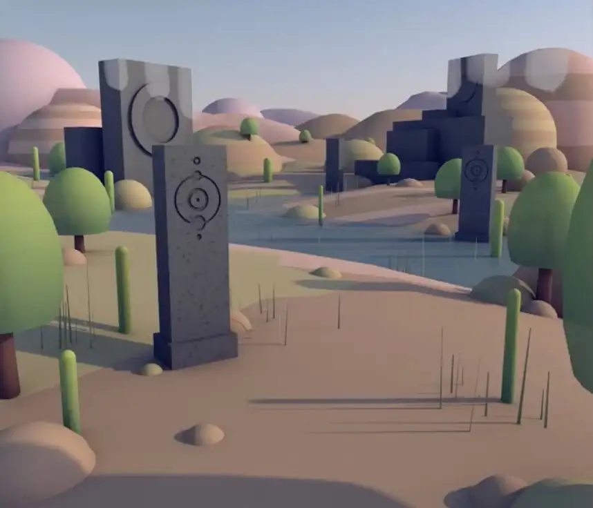 C4D PS制作卡通景观场景 C4D Photoshop Geometric Landscape with Water and Totems - C4D之家 - cinema4d_ 2017-04-10 23.57.07.jpg