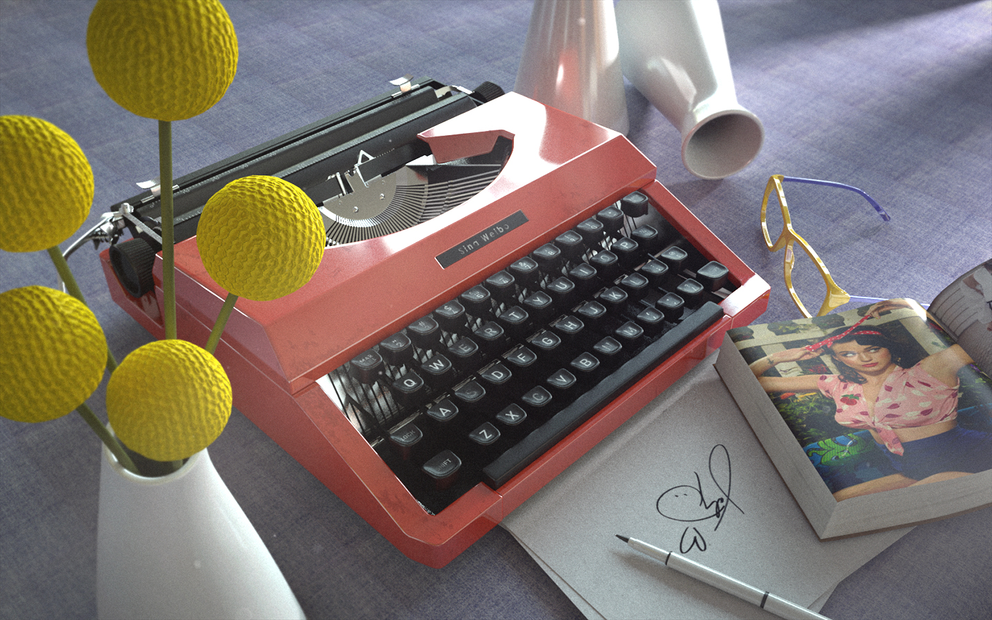 阿诺德渲染材质灯光练习-Katy复古打字机：）