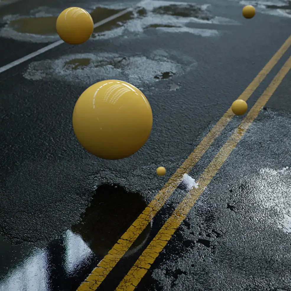 C4D使用Octane Render渲染沥青路面的水坑效果