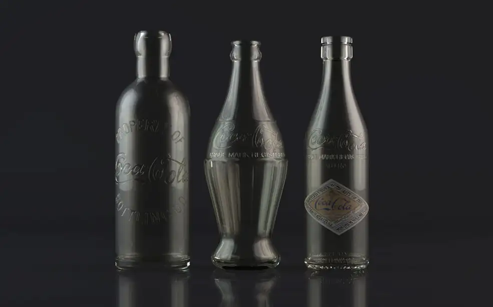 复古的雕花可口可乐玻璃瓶C4D模型 Antique Coke Bottles