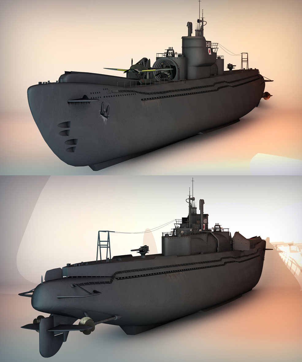 日本海军伊400级潜艇C4D模型 I-400-class submarine - C4D之家 - I-400_poster.jpg