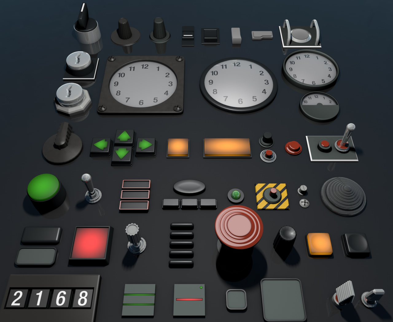 设备按钮C4D模型合集 Button Kit