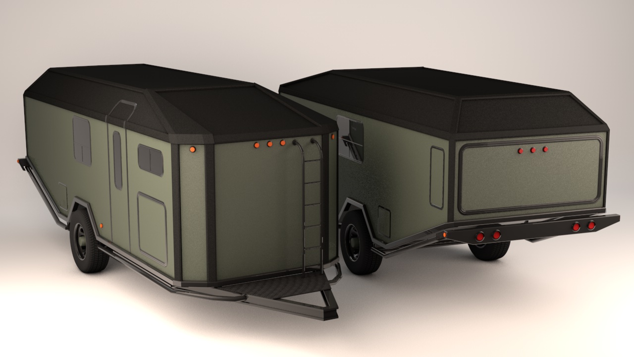 军用越野拖车C4D模型 Offroad Trailer 3d model