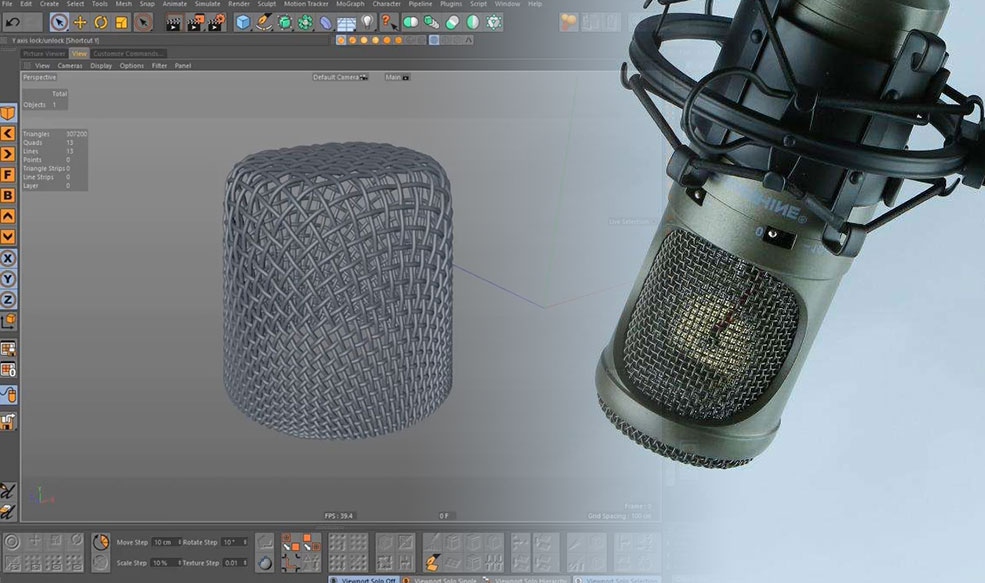 C4D麦克风网罩建模视频教程 Microphone net cover modeling