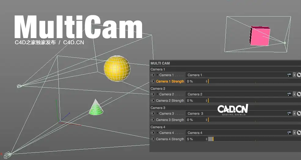 C4D摄像机对焦预设 Multi Cam