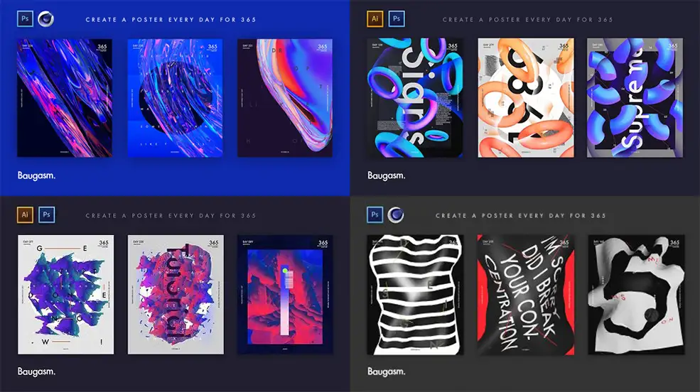 C4D+PS+AI抽像海报制作教程六合集 Baugasm Collection Vol 1–6 plus Graphics Pack - C4D之家 - Baugasm-Series-3-Create-an-Abstract-Poster-with-Gradient-Shapes.jpg