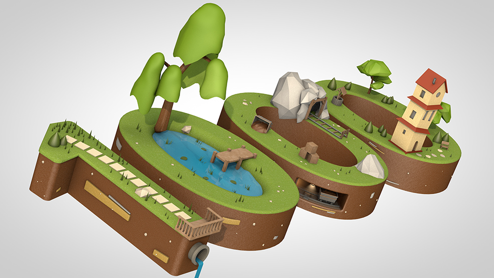 C4D卡通场景动画工程 Cartoon scene animation - C4D之家 - 1000-subscribers-rotate.jpg