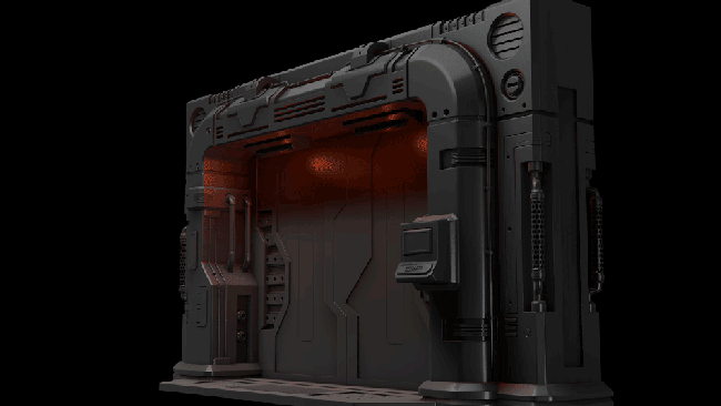 C4D练习——科幻夹板门建模渲染 - C4D之家 - 科幻夹板门.gif