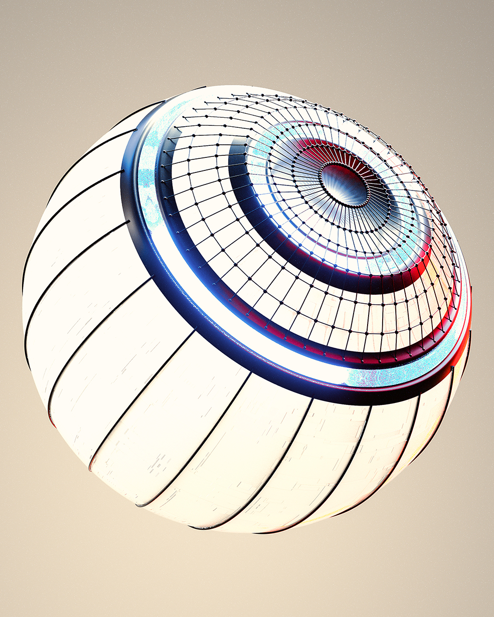 C4D实用工程第397季：白色科幻圆球创意C4D工程文件 c4d project